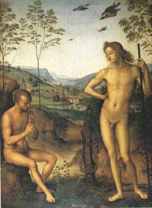 Pietro vannucci called IL perugino Apollo and Marsyas (mk05) France oil painting art
